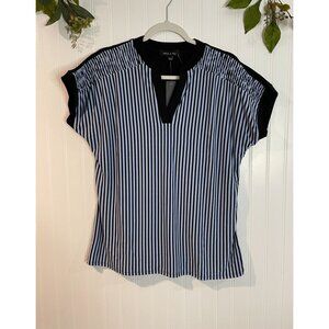 Adele & May Striped Black & White Short Sleeve Blouse Size L